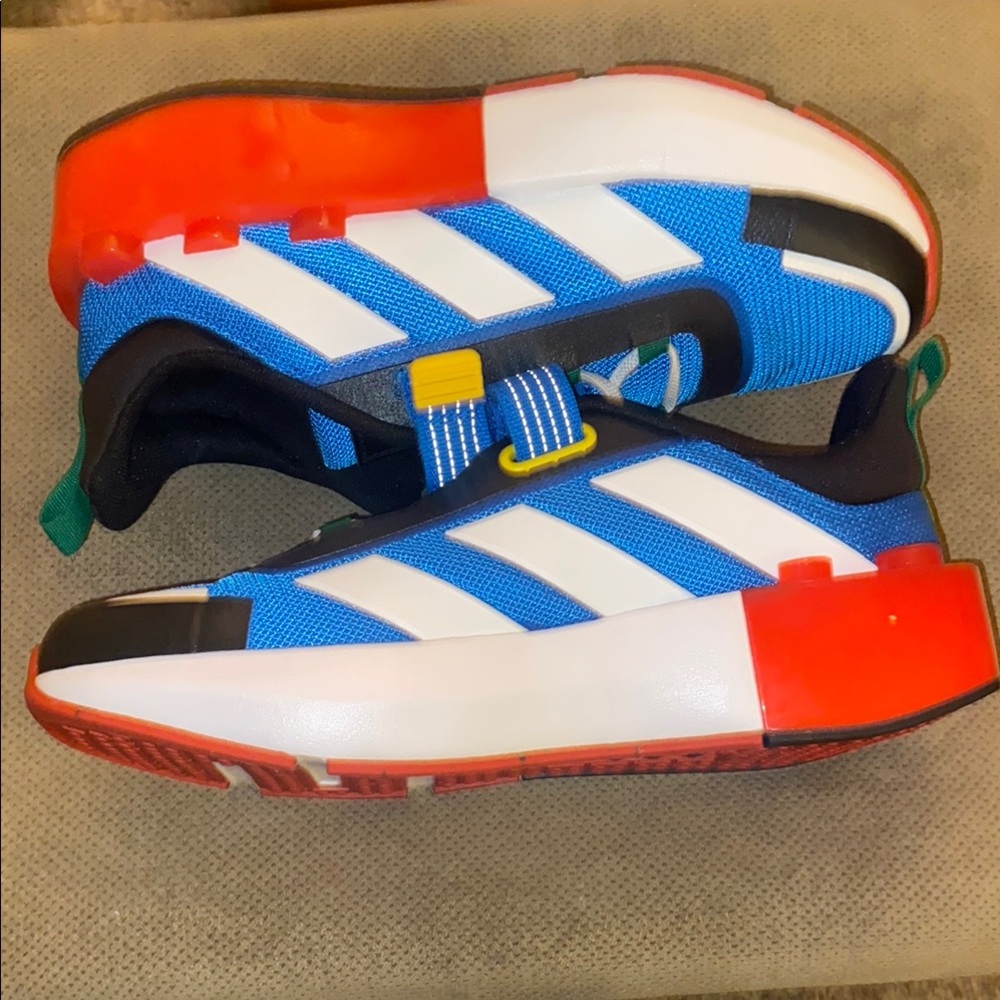 NWT Adidas Lego Tech Sneakers Size 6 Red/White/Blue